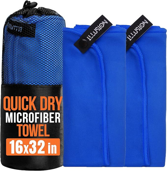 illusion Small Microfiber Gym Towels for Men and Women Active Sports (32" L x 16''W)-Lightweight Quick Dry Gym Towel for Sweat-Workout Towels Ideal for Yoga, Camping, Running, and Outdoor Activities