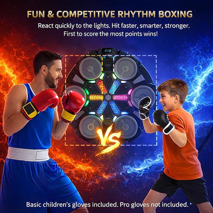 Music Boxing Machine - Bluetooth Wall Punching Pad with LED, Fun Training Equipment for Kids & Adults, Home Boxing Wall Punching Pad with Gloves, for All Ages - Ideal Present by RedRoko