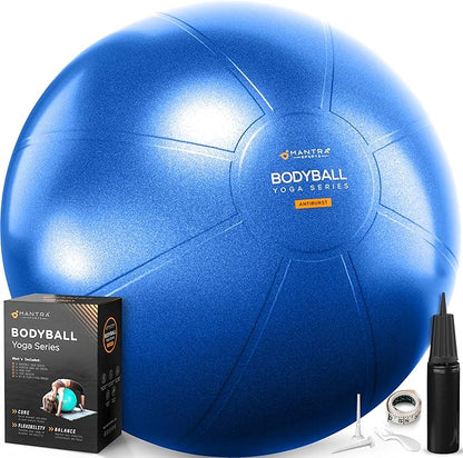 MANTRA SPORTS Exercise Ball – Yoga Ball for Pilates & Fitness - Birthing for Pregnancy, Stability, Core, Balance, Therapy for Physical Rehab, Workout for Home Gym & Office Chair, Fast Pump Included