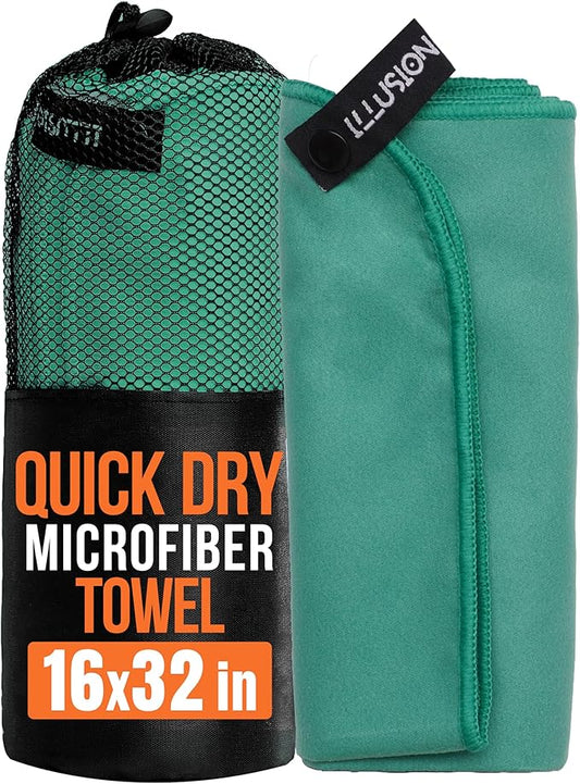 illusion Small Microfiber Gym Towels for Men and Women Active Sports (32" L x 16''W)-Lightweight Quick Dry Gym Towel for Sweat-Workout Towels Ideal for Yoga, Camping, Running, and Outdoor Activities