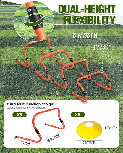 Lineslife Adjustable Agility Hurdles,4 Height Speed Training Hurdles, Portable Speed Training Equipment with Carry Bag for for Athletes,Kids,Soccer,Basketball