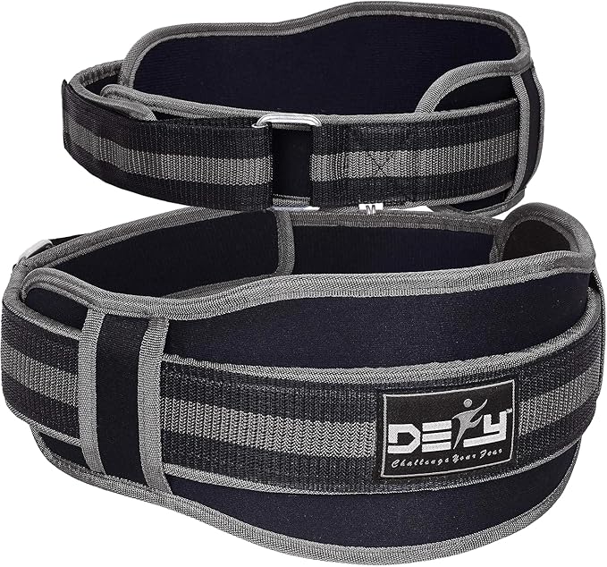 DEFY Weight Lifting Belt Lumbar Support with Neoprene Double Back Belt 5 Inches Wide Gym Training Fitness Exercise Bodybuilding Firm and Comfortable with Back Injury Protection
