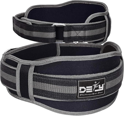 DEFY Weight Lifting Belt Lumbar Support with Neoprene Double Back Belt 5 Inches Wide Gym Training Fitness Exercise Bodybuilding Firm and Comfortable with Back Injury Protection