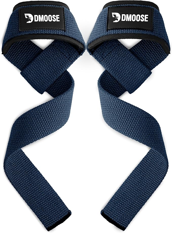 DMoose Fitness Lifting Straps 24" (Pair) - 5mm Padded Durable Wrist Straps for Weightlifting & Powerlifting - Cotton Lifting Strap with Silicone Grip for Men & Women - Deadlift Strap for Gym Workout