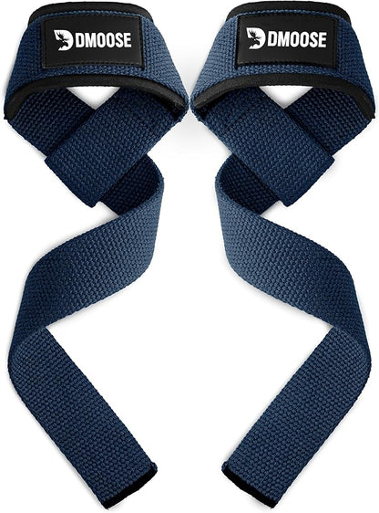 DMoose Fitness Lifting Straps 24" (Pair) - 5mm Padded Durable Wrist Straps for Weightlifting & Powerlifting - Cotton Lifting Strap with Silicone Grip for Men & Women - Deadlift Strap for Gym Workout