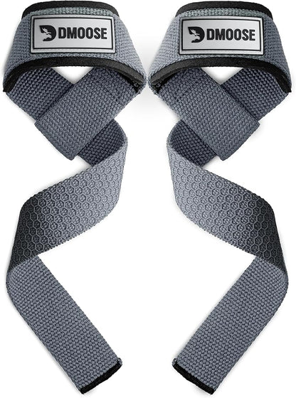 DMoose Fitness Lifting Straps 24" (Pair) - 5mm Padded Durable Wrist Straps for Weightlifting & Powerlifting - Cotton Lifting Strap with Silicone Grip for Men & Women - Deadlift Strap for Gym Workout