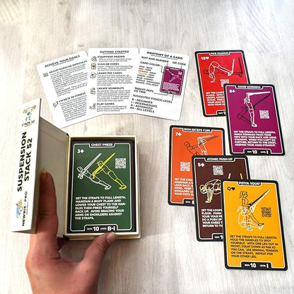 Stack 52 Suspension Exercise Cards. Compatible with All Suspension Trainers. Suspended Bodyweight Resistance Workout Game. Video Instructions Included. Fun Home Fitness Program. (New Deck)