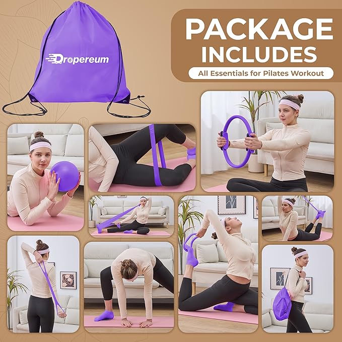 Pilates Kit for Women – 16PCS Home Pilates Workout Kit for Beginners, Pilates Ring Set with Ball, Resistance Bands & Accessories, Full Body Toning Equipment for Home Workouts