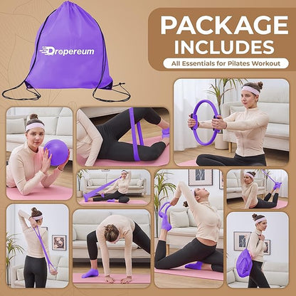 Pilates Kit for Women – 16PCS Home Pilates Workout Kit for Beginners, Pilates Ring Set with Ball, Resistance Bands & Accessories, Full Body Toning Equipment for Home Workouts