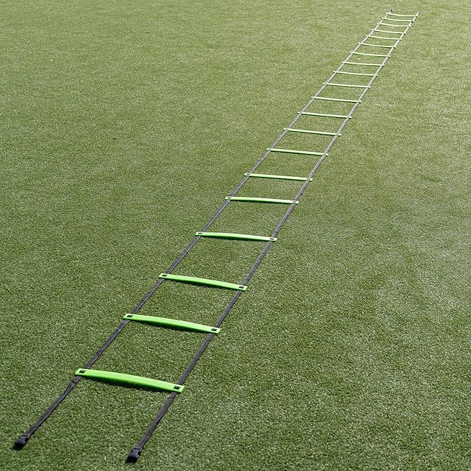 QUICKPLAY Adjustable Agility Ladder 29.5ft - Soccer Training Ladder 20 Rungs Speed Ladder with Adjustable Spacing for Agility Drills and Footwork, Portable Soccer Training Equipment