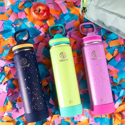 Takeya 22 oz Actives Stainless Steel Water Bottle with Straw Lid – Leakproof, Double-Wall Insulated, Keeps Drinks Cold 24 hrs/Hot 12 hrs, BPA-Free, Powder-Coated, Gym & Travel, Purple Love