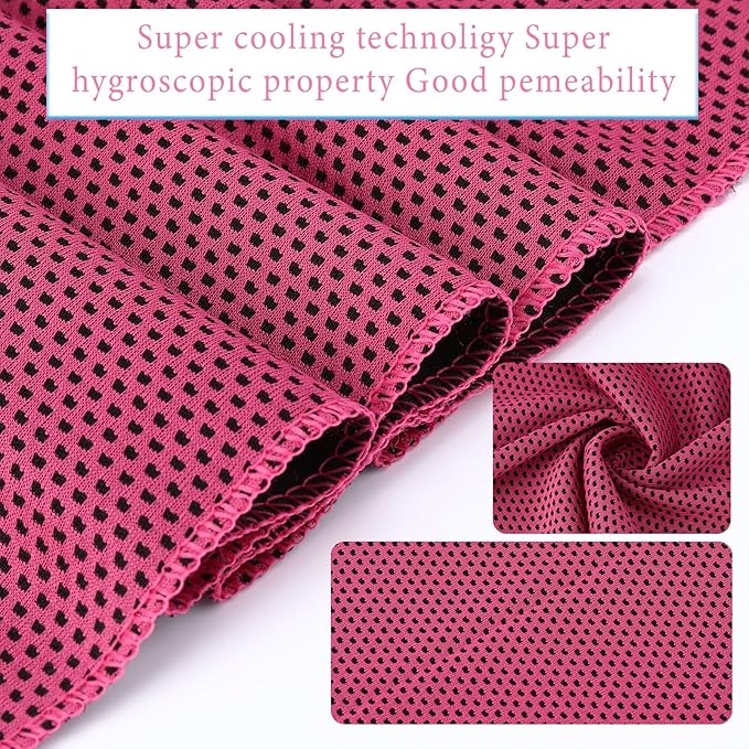 Honoson 10 Pack Cooling Towels Bulk - 47"x12" Soft Breathable Ice Towels for Neck & Face, Portable Chilly Rags Microfiber Sweat Rags for Yoga, Sports, Gym, Workout & Fitness(Rose Red)