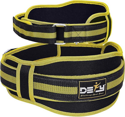 DEFY Weight Lifting Belt Lumbar Support with Neoprene Double Back Belt 5 Inches Wide Gym Training Fitness Exercise Bodybuilding Firm and Comfortable with Back Injury Protection