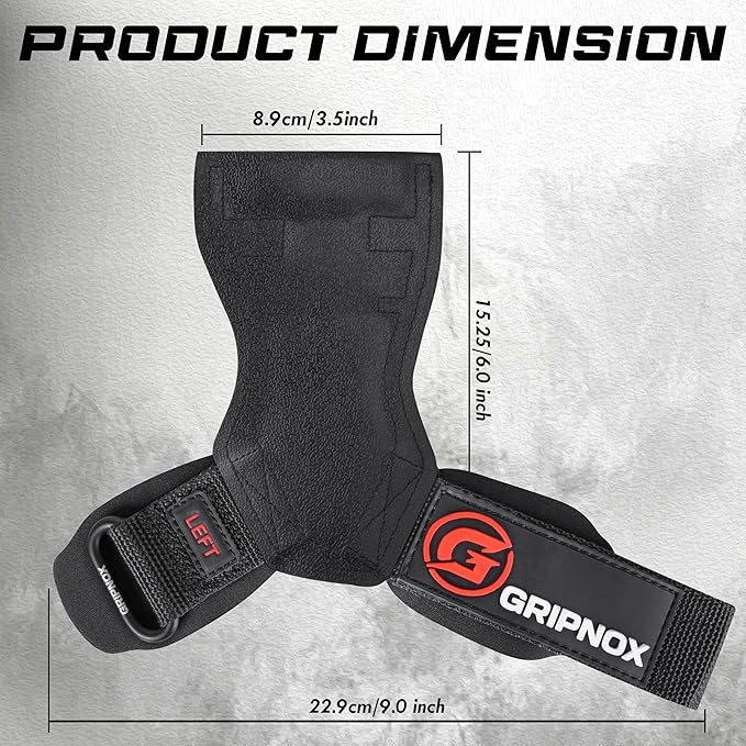 Premium Weight Lifting Grips & Straps for Deadlifts & Powerlifting – Anti-Slip Leather and Rubber Grip with Padded Wrist Wrap Support –