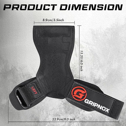 Premium Weight Lifting Grips & Straps for Deadlifts & Powerlifting – Anti-Slip Leather and Rubber Grip with Padded Wrist Wrap Support –