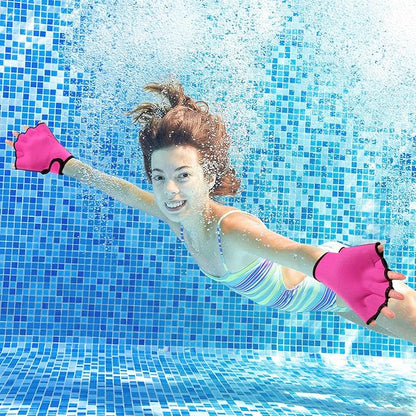 Sumind 2 Pairs Swimming Gloves Aquatic Training Gloves Neoprene Mittens Webbed Fitness Water Aerobics Resistance Training for Women Men Swimming Diving(Medium,Rose Red, Blue)