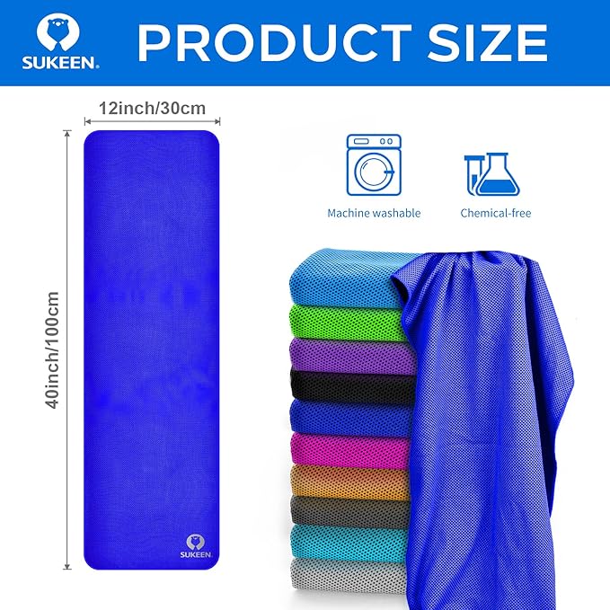 Sukeen Cooling Towel for Neck and Face (40"x12"), Microfiber Bulk Cooling Towels for Athletes Cooling Neck Wraps Instant Cooling Towels for Yoga,Gym,Golf,Running,Fitness and Workout