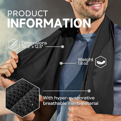 BILITOK Superfiber Ice Towel Neck, Soft Breathable Cold Towel Cooling, Yoga, Sports, Golf, Gym, Camping, Running, Fitness, Exercise and More Activities, 4 Packs (Dark Blue/Green/Rose red/Black)