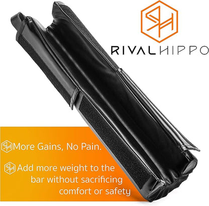 Premium Hip Thrust and Squat Pad - Non-Slip Barbell Pad for Comfortable Squats, Lunges, Glute Bridges; Built-In Safety Straps, Reinforced PU Leather Cover - Olympic Bar and Smith Machine
