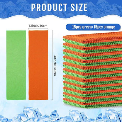Hosuly 30 Pack Cooling Towels, 40"x12" Ice Breathable Soft Chilly Sweat Rag Microfiber Workout Rags for Gym Cooling Towels for Neck and Face for Yoga Golf Sport Running