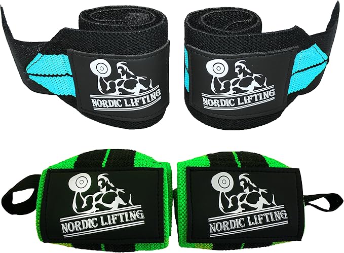 Nordic Lifting Wrist Wraps (2 Pairs) – Lifting Wrist Wraps with Thumb Loop for Weightlifting, Powerlifting & CrossFit – Durable Wrist Support Straps for Men & Women – Gym Essentials for Heavy Lifts