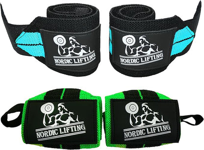 Nordic Lifting Wrist Wraps (2 Pairs) – Lifting Wrist Wraps with Thumb Loop for Weightlifting, Powerlifting & CrossFit – Durable Wrist Support Straps for Men & Women – Gym Essentials for Heavy Lifts
