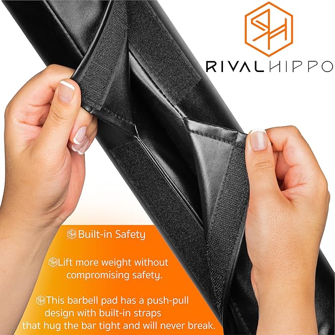 Premium Hip Thrust and Squat Pad - Non-Slip Barbell Pad for Comfortable Squats, Lunges, Glute Bridges; Built-In Safety Straps, Reinforced PU Leather Cover - Olympic Bar and Smith Machine