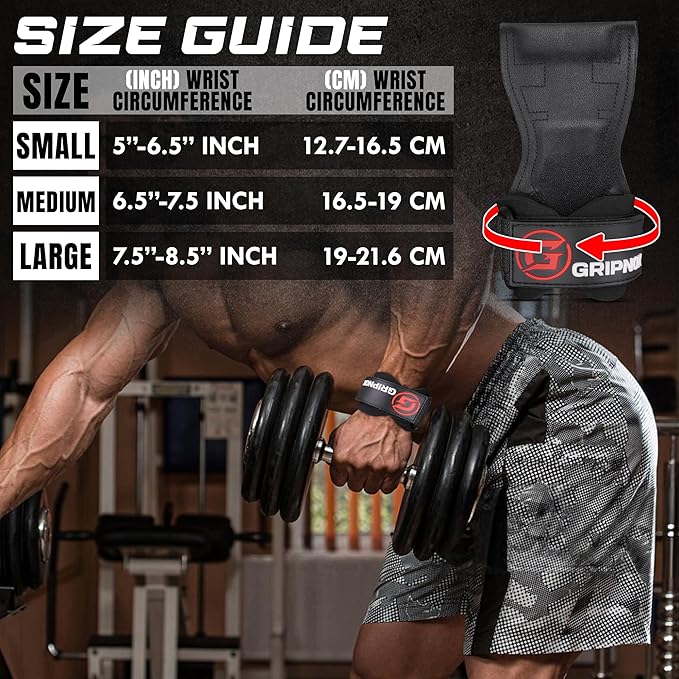 Premium Weight Lifting Grips & Straps for Deadlifts & Powerlifting – Anti-Slip Leather and Rubber Grip with Padded Wrist Wrap Support –