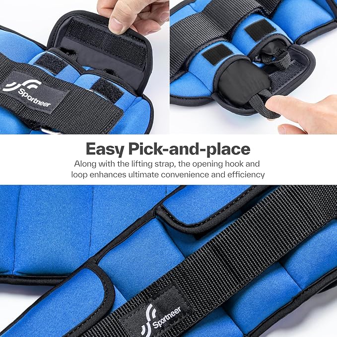 Sportneer Upgrade Adjustable Ankle and Wrist Weights for Women and Men 1-7 lbs / 1-10 lbs Set | Comfortable, Secure Fit for Walking, Running, Fitness, Physical Therapy, Home Gym