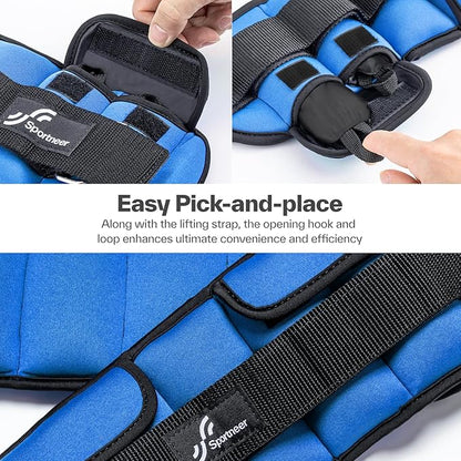 Sportneer Upgrade Adjustable Ankle and Wrist Weights for Women and Men 1-7 lbs / 1-10 lbs Set | Comfortable, Secure Fit for Walking, Running, Fitness, Physical Therapy, Home Gym