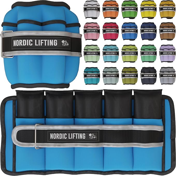 Nordic Lifting Adjustable Ankle Weights for Women & Men – 1 Pair (2–10 lbs) Wrist, Arm & Leg Weights for Gym, Yoga & Home Workouts – Secure Fit Strap Design – Durable Fitness Training Equipment