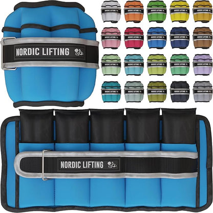 Nordic Lifting Adjustable Ankle Weights for Women & Men – 1 Pair (2–10 lbs) Wrist, Arm & Leg Weights for Gym, Yoga & Home Workouts – Secure Fit Strap Design – Durable Fitness Training Equipment