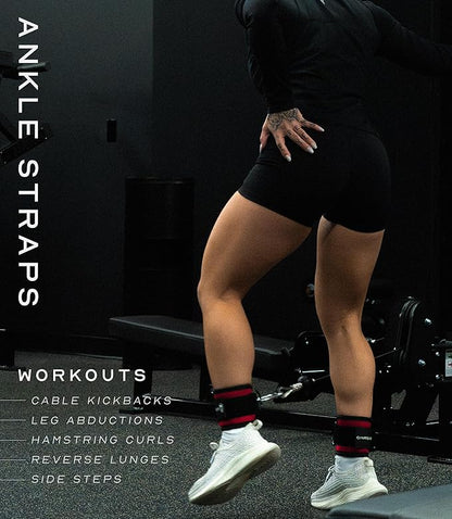 Gymreapers Ankle Straps For Cable Machine Kickbacks, Glute Workouts, Lower Body Exercises - Adjustable Leg Straps with Neoprene Padding