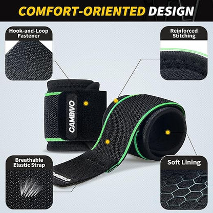 CAMBIVO Wrist Wraps for Men and Women 2 Pack, Adjustable Compression Wrist Brace for Carpal Tunnel, Wrist Support, Pain Relief, Lifting Straps Wrist Bands for Fitness, Weightlifting, Gym Workout