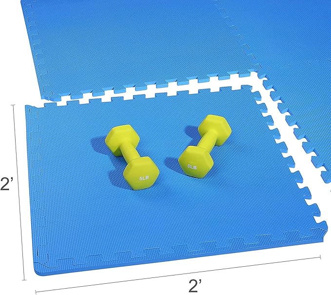 BalanceFrom Puzzle Exercise Mat 1/2" Thick, EVA Interlocking Foam Floor Tiles for Home Gym, Mat for Home Workout Equipment, Floor Padding for Kids, Multiple Sizes and Colors