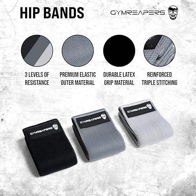 Hip Bands for Booty Workouts | Non Slip Fabric Band Set with 3 Levels - Resistance Bands for Legs & Hip - for Men & Women