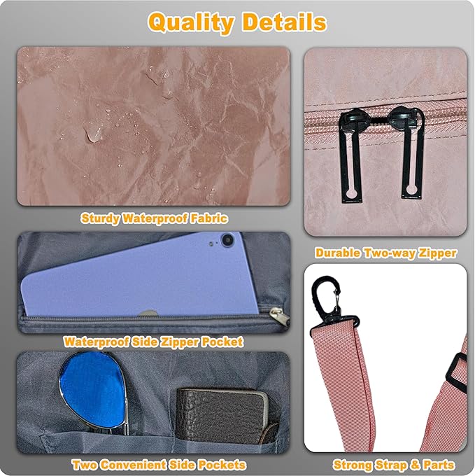 Gym Bag for Men & Women with Shoe Wet Bag - Waterproof Duffle Bag for Travel, Sports, Fitness & Workout (Pink)