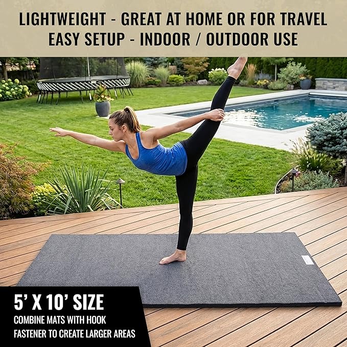 Dollamur 5'x10'x1-3/8" Gymnastics Mat, Carpeted Mat for Tumbling and Cheerleading, FLEXI-Roll®