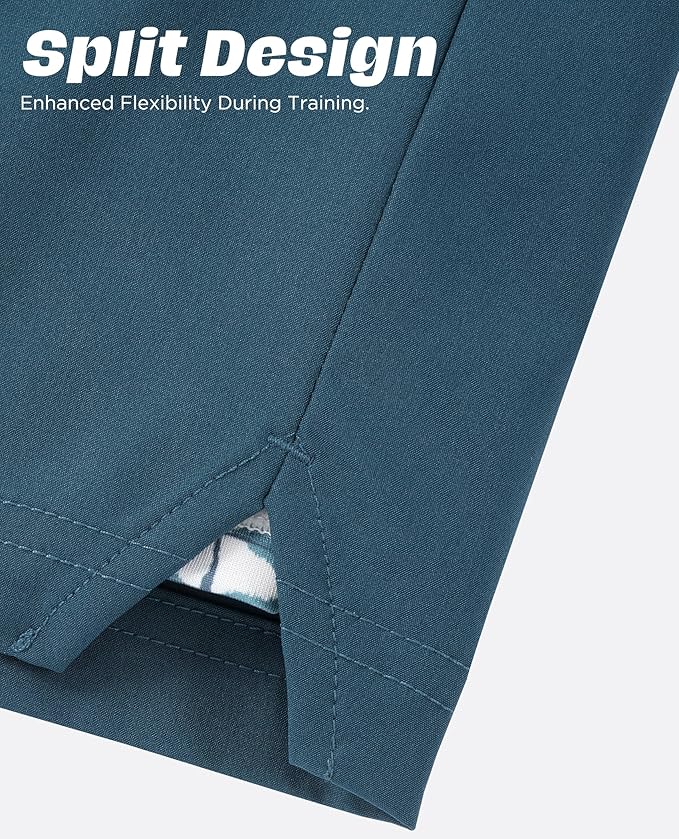 Men 2 in 1 Running Shorts with Compression Liner 5" 7" Quick Dry Workout Athletic Shorts with Pockets Towel Loop