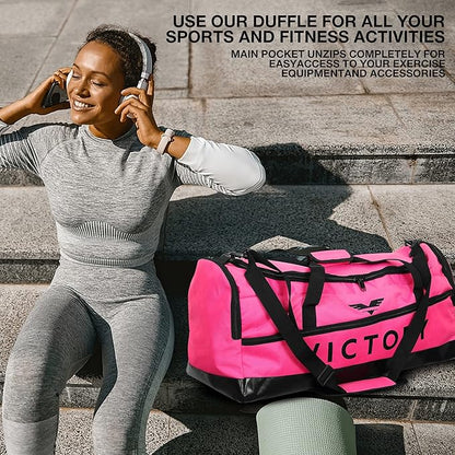 Large Breathable Duffle Bag for MMA Gear, Boxing Gear, Gym or other Sports (Pink)