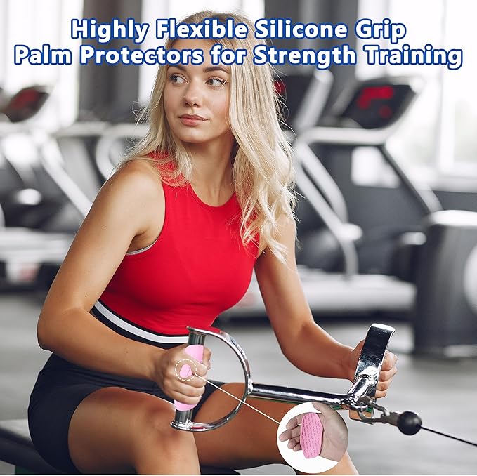 Silicone Gym Grips for Weight Lifting,Workout Gloves for Women Men Alternative,Anti Slip Gym Workout Grip,Rubber Gym Hand Grips-Weightlifting Grips Pad for Barbell,Pull Up,Ryptfit,Training