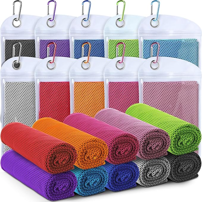 Honoson 20 Packs Cooling Towel, 43" x 16" Ice Towel for Neck and Face Microfiber Breathable Sport Sweat Rag for Gym, Yoga, Travel, Camping, Running, Fitness, Workout & More Activities