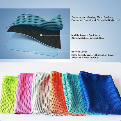 Zollen 4/6 Pack Cooling Towel(40"x12"), Ice Towel, Workout Towel, Soft Breathable Chilly Towel, Microfiber Towel for Yoga, Sport, Running, Gym, Camping, Fitness,Hike & More Activities
