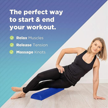 Bean Products High-Density EVA Foam Rollers | Deep Tissue Massager | Myofascial Release Textured Bumps | 36” Half Roller | Made in The USA