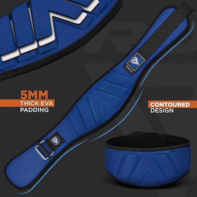 RDX Weight Lifting Belt, Curved Padded Back Lumbar Support, Fitness, Core Exercise Workout Bodybuilding Powerlifting Deadlifts Squats, Ladies Gents Men Women Home Gym Equipment