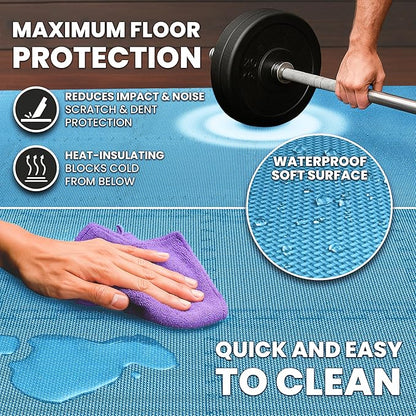 bemaxx Gym Mats Set - 18 pcs EVA Interlocking Foam Floor Tiles (12.6"x12.6"x0.4") 18sqft Protective Gym Flooring Sports Home Workout Exercise Mats Puzzle Garage Fitness Play-Room Pool Treadmill Bike