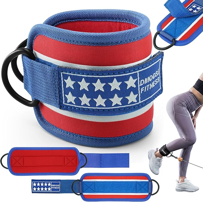 DMoose Fitness Ankle Strap for Cable Machine - One Size Fit with Premium Padding Cuffs, Ankle Bands for Working Out, Booty Workouts, Leg Extension, Hip Abductors, Kickbacks & Lower Body Exercises