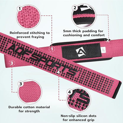 AQF Lifting Wrist Straps for Weightlifting, Powerlifting & Deadlifts – 23” Neoprene Padded Cotton Straps for Strength Training & Gym Workouts - Maximum Grip Support for Men & Women