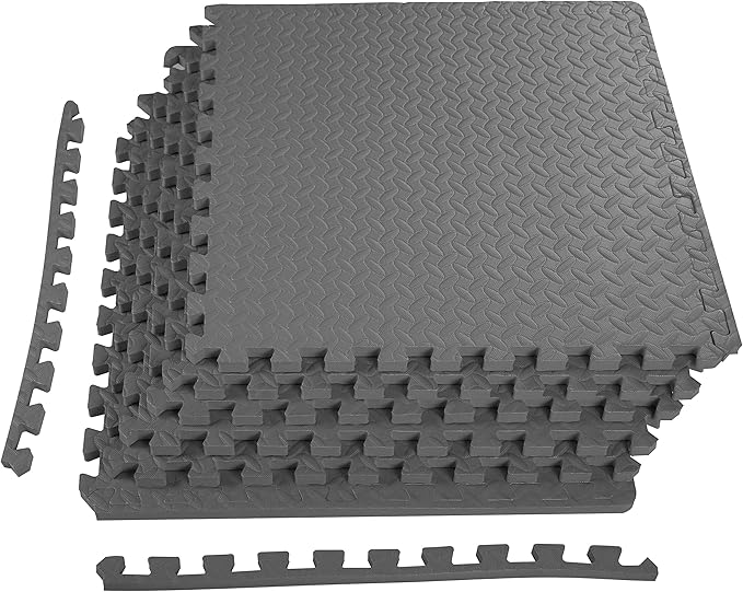 BalanceFrom Puzzle Exercise Mat 3/4" Thick, EVA Interlocking Foam Floor Tiles for Home Gym, Mat for Home Workout Equipment, Floor Padding for Kids, Multiple Sizes and Colors