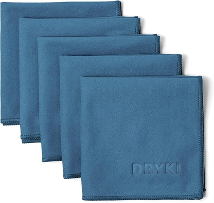 Pocket-Sized Sweat Towels - The Original Sweat Absorbing Handkerchiefs - Quick-Dry Microfiber Sweat Rags for Face, Hands, & Body - Men & Women - Gym, Sports, and Work (Blue: 5 Pack)
